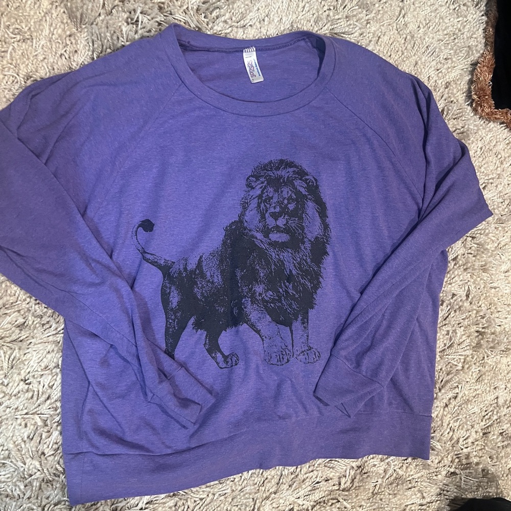 American Apparel Purple Sweatshirt with Black Lion Graphic